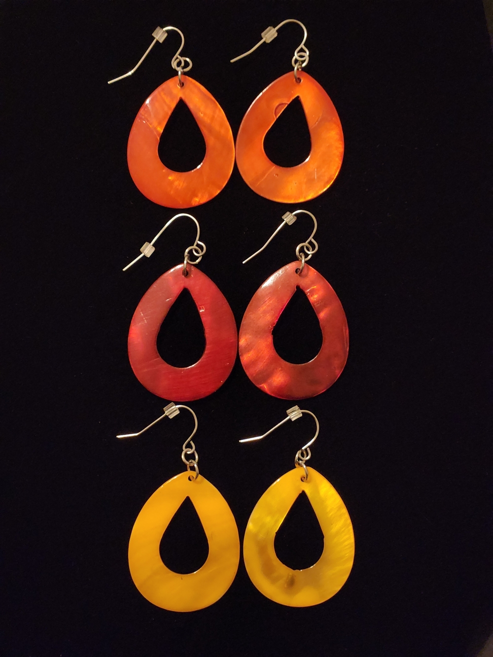 Vibrant Teardrop Dangle Earrings in Orange, Red & Yellow